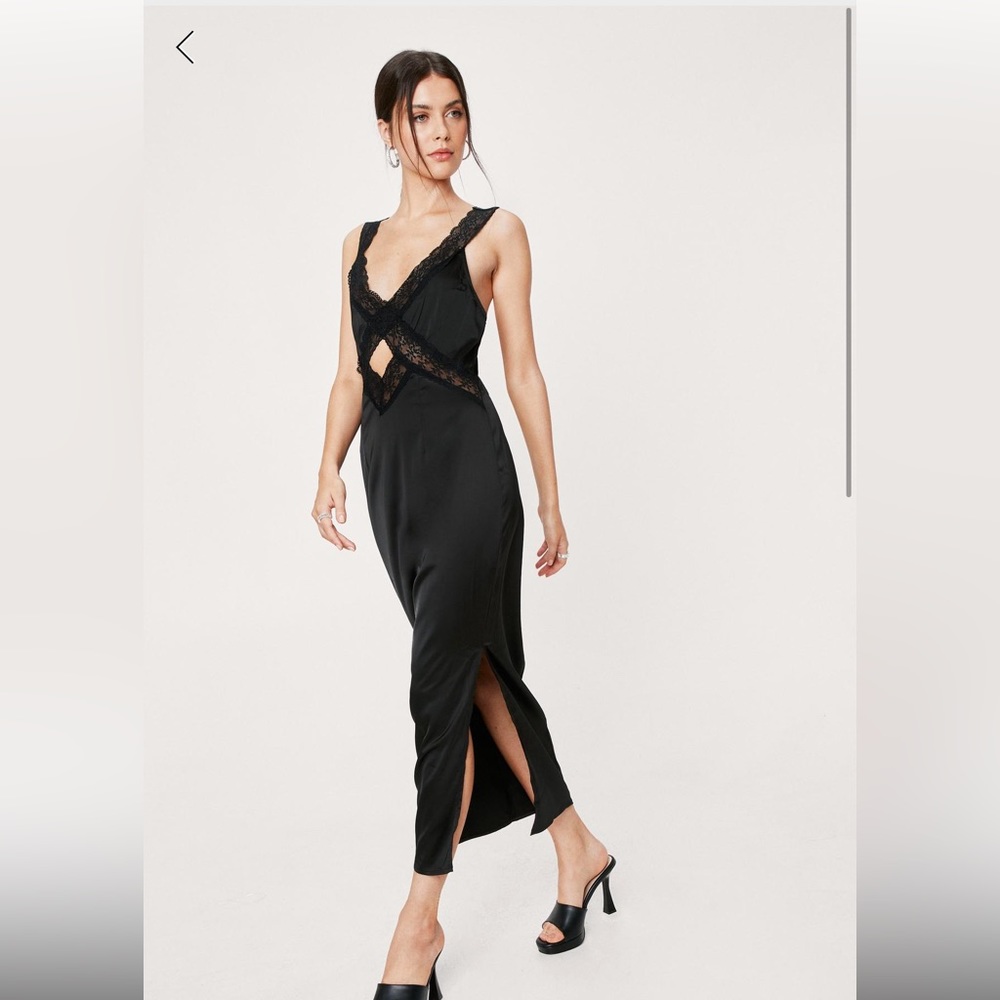 Nasty Gal lace slip midi dress